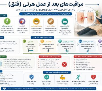 بیمار در حال استراحت پس از جراحی فتق با پانسمان روی ناحیه شکم و رعایت مراقبت‌های دوران نقاهت برای بهبود سریع‌تر.