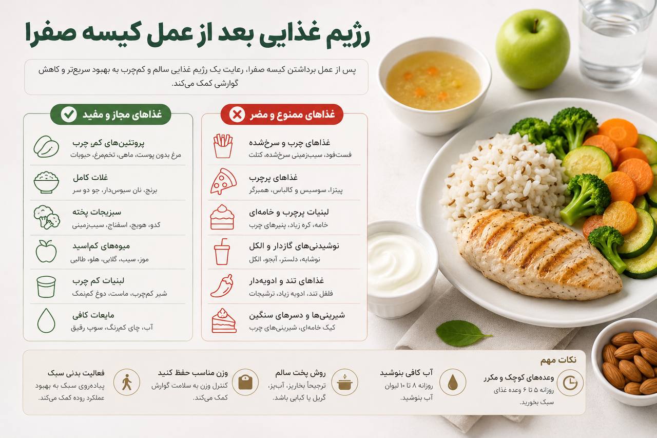 رژیم غذایی بعد از عمل کیسه صفرا